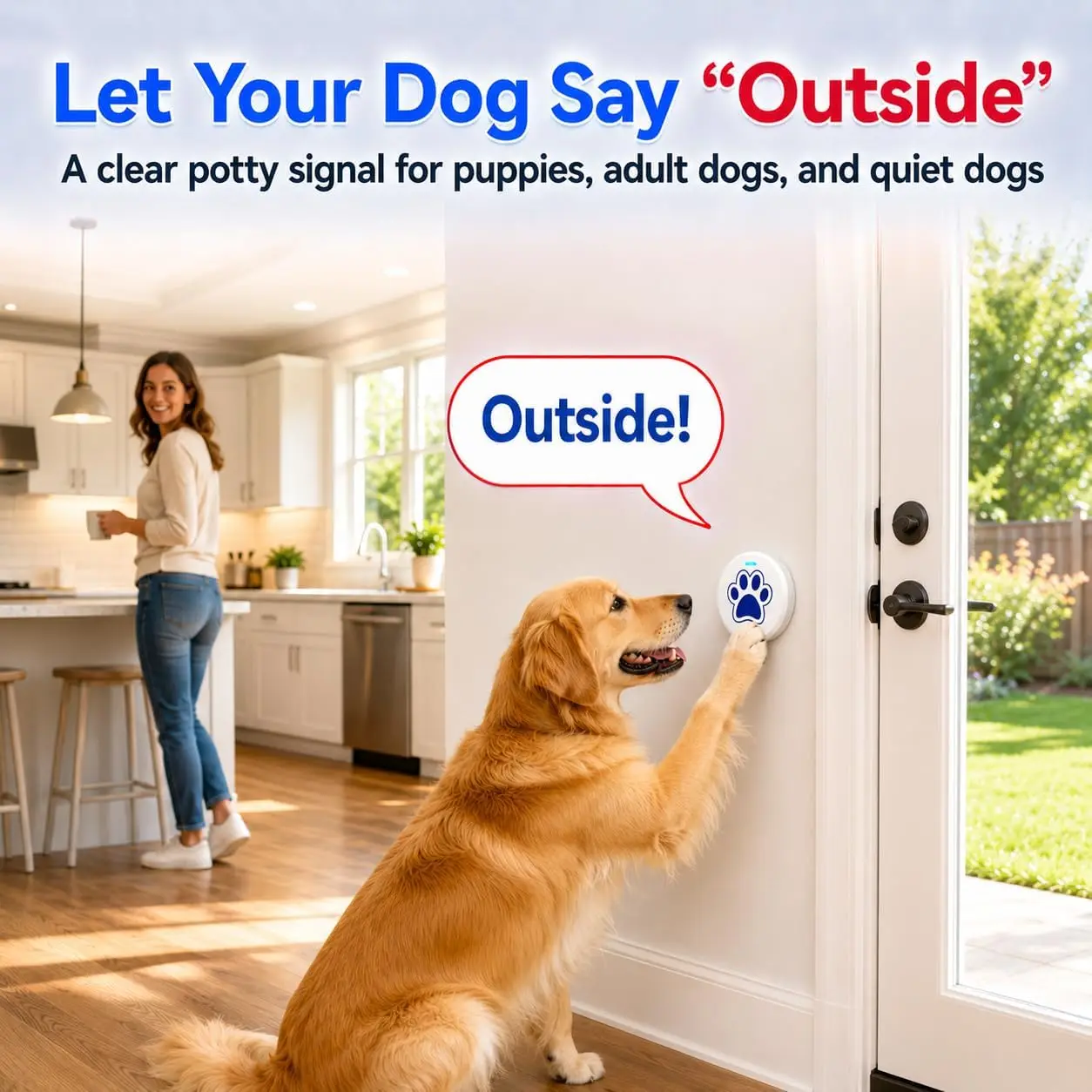 Dog Training Bells Door 36 Custom Sounds Potty Training Chew-Proof Adjustable Volume 0-115dB Puppies Signal Outside, Customized