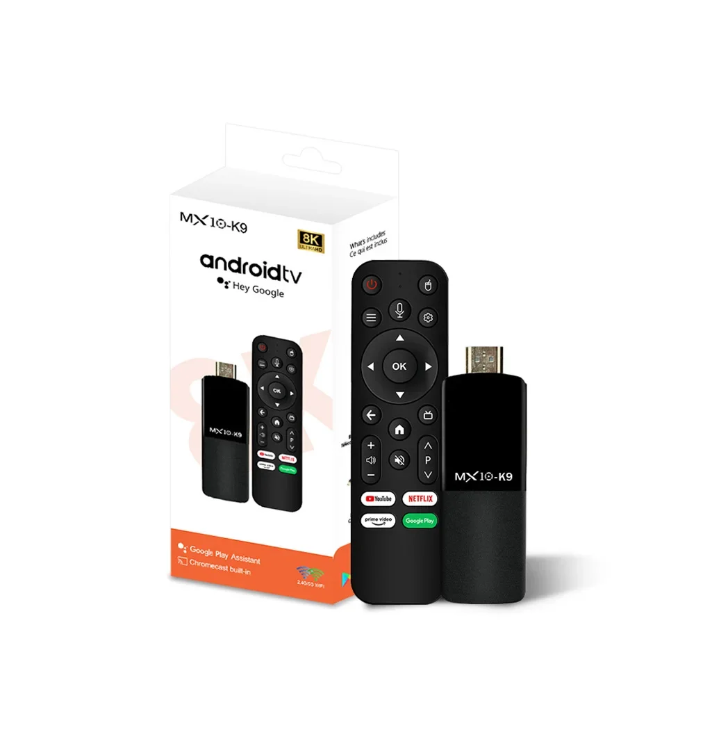 2024 Terbaru MX10 K9 H618 Stick Set Top Box 2Gb 16Gb 2.4G/5G BT5.0 Android 13 64 Bit Os Suara Remote Smart TV BOX
