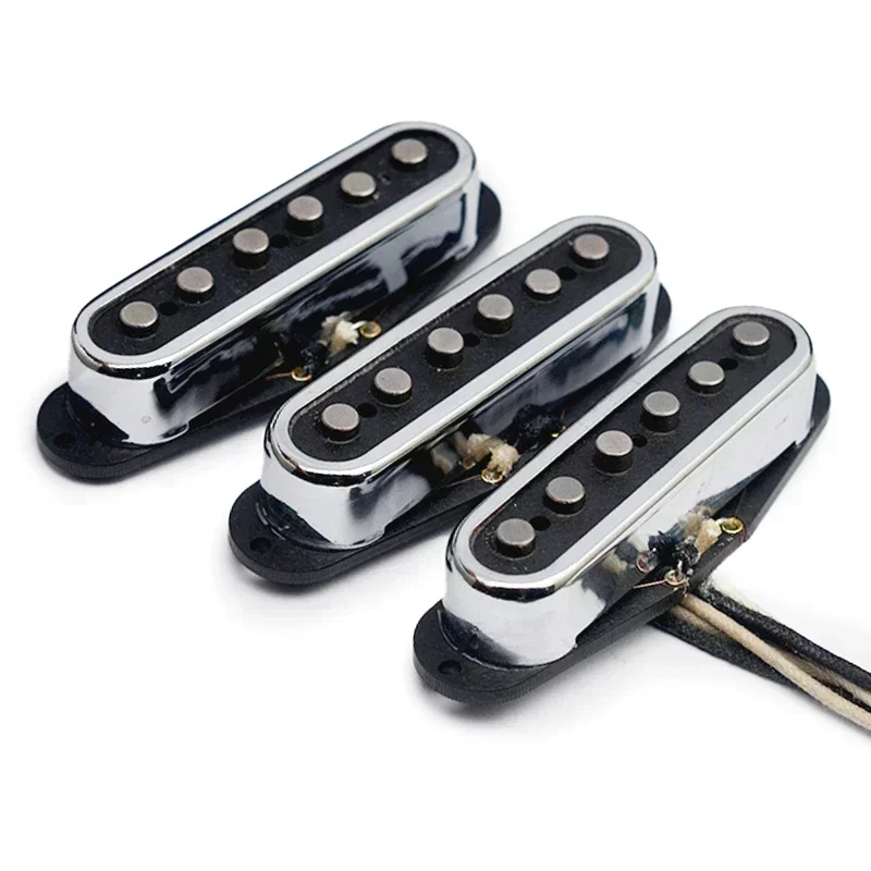 

Alnico 3 Staggered ST Style Electric Guitar Pickup with Open Brass Cover Fiber Bobbin ST Pickup Vintage Style Chrome