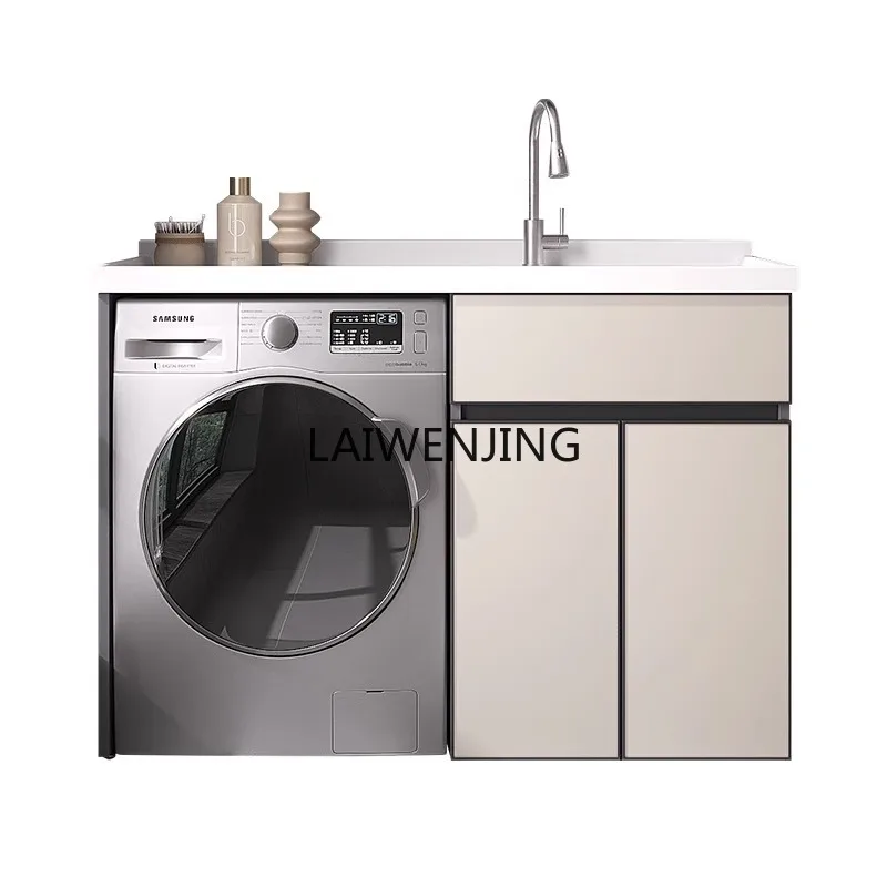 

LYN Space Aluminum Balcony Washing Machine Cabinet Combination Customized Laundry Sink Pool Table Integrated with Rubbing Board