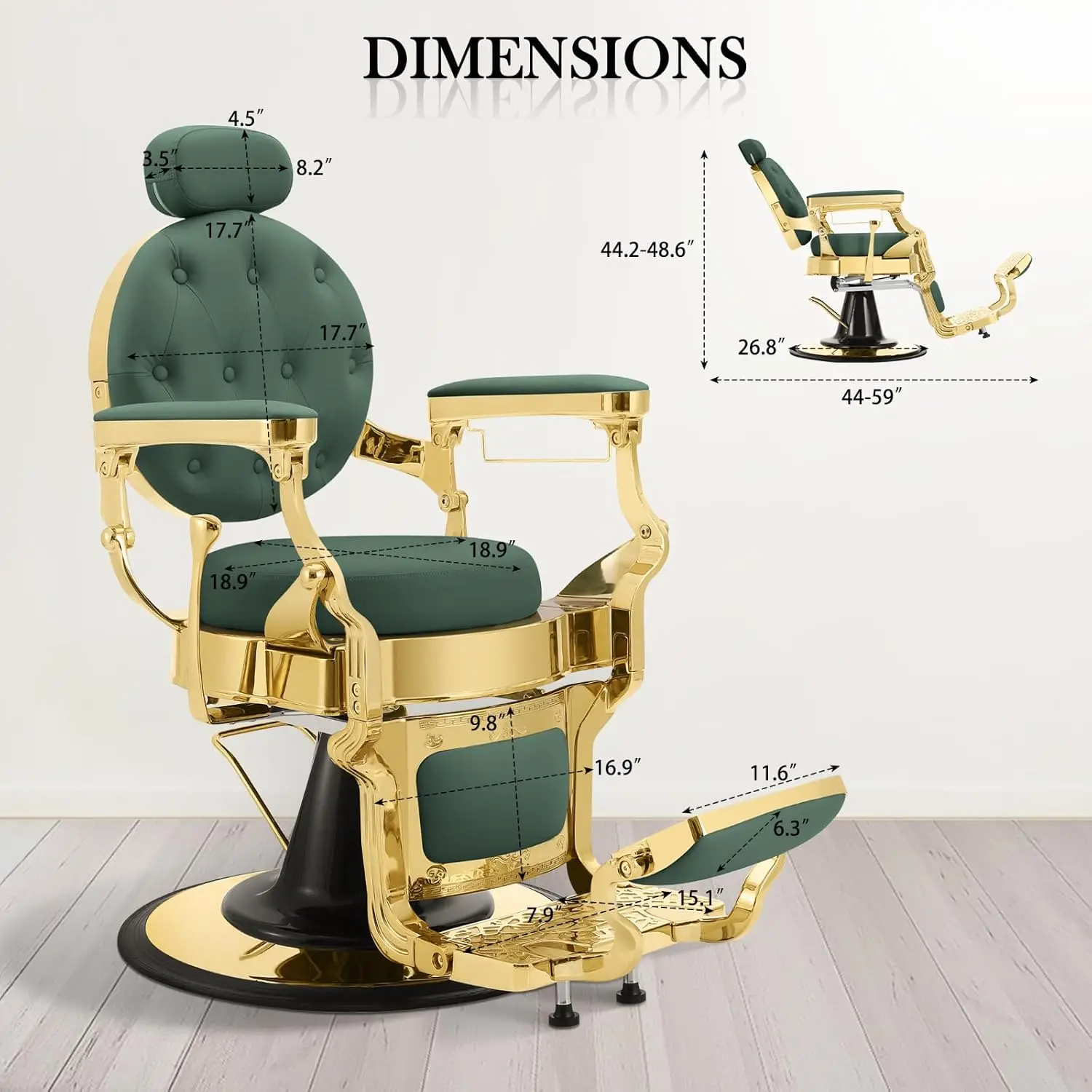 Heavy Recline Professional Barber Chair with Removable Headrest for Barbershop Hair Salon Styling Spa