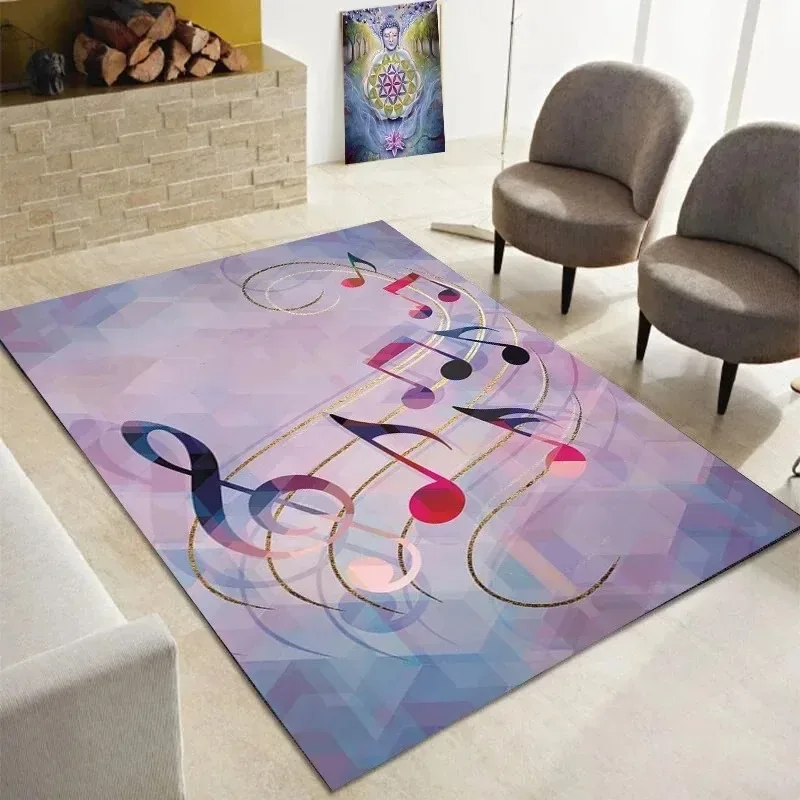 Abstract Watercolor Music Note Area Rug Colorful Treble Clef Musical Art Print Carpet for Music Lovers Living Room Home Decor