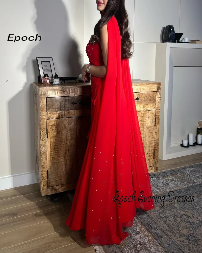 Epoch-vestido de noche Sexy para mujer, elegante vestido de sirena de cristal sin tirantes con chal