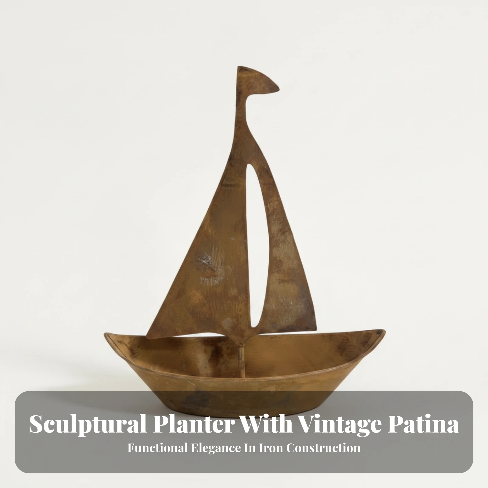 Sailboat Planter Vintage Sailboat-Shaped Planter Flower Pot Antique Weathered for Garden Lovers, Patio, Porch