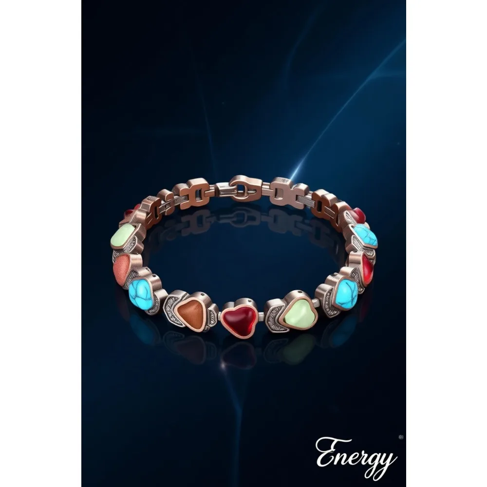 

Магнитный медный браслет и кольцо для женщин с бирюзовыми камнями, регулируемый, подарочный комплект украшений