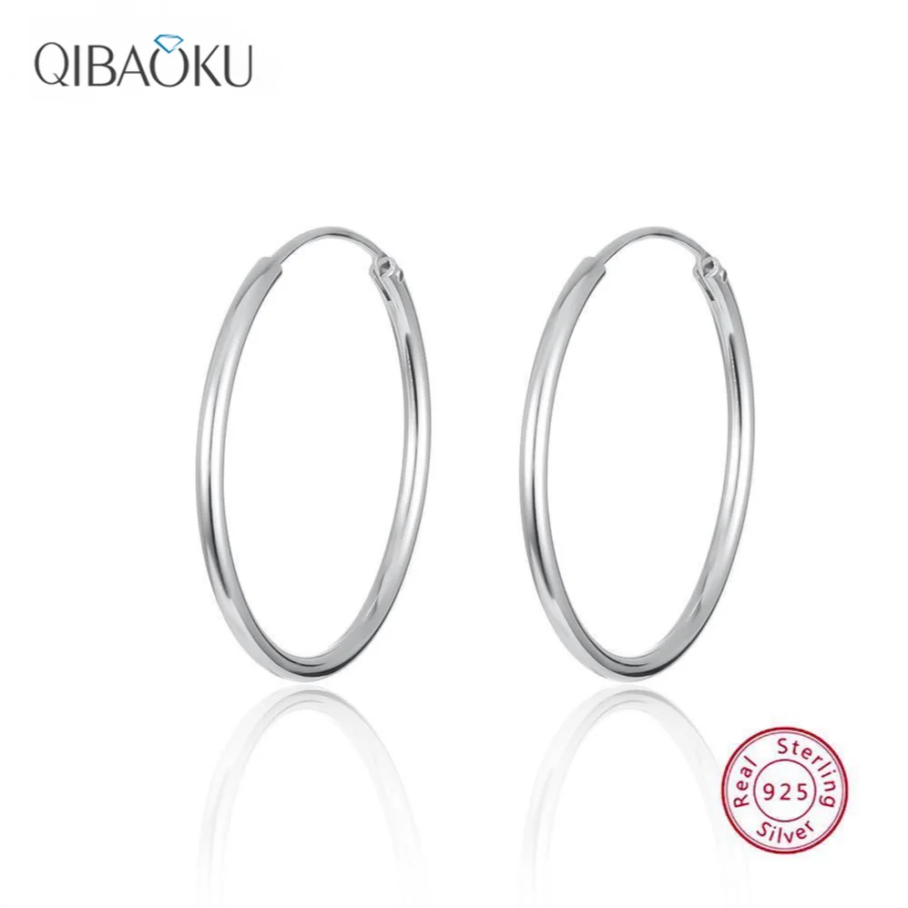 

100% Real Sterling Silver 925 Fashion Women Huge Hoop Earrings Thin Earrings Large Round Ear Jewelry Gift for Lady Girl