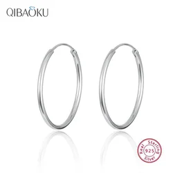 100% Real Sterling Silver 925 Fashion Women Huge Hoop Earrings Thin Earrings Large Round Ear Jewelry Gift for Lady Girl