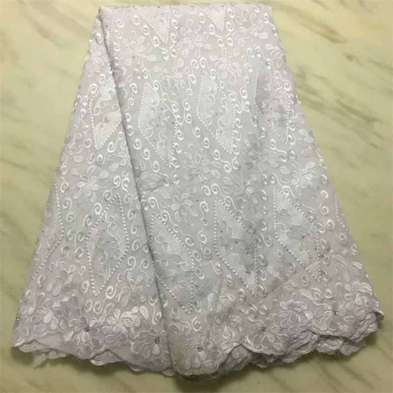 2022 Latest Pure White Swiss Voile Lace In Switzerland 2.5 Yards African Cotton Lace Dubai Fabric For Nigeria Wedding PPL20113-1