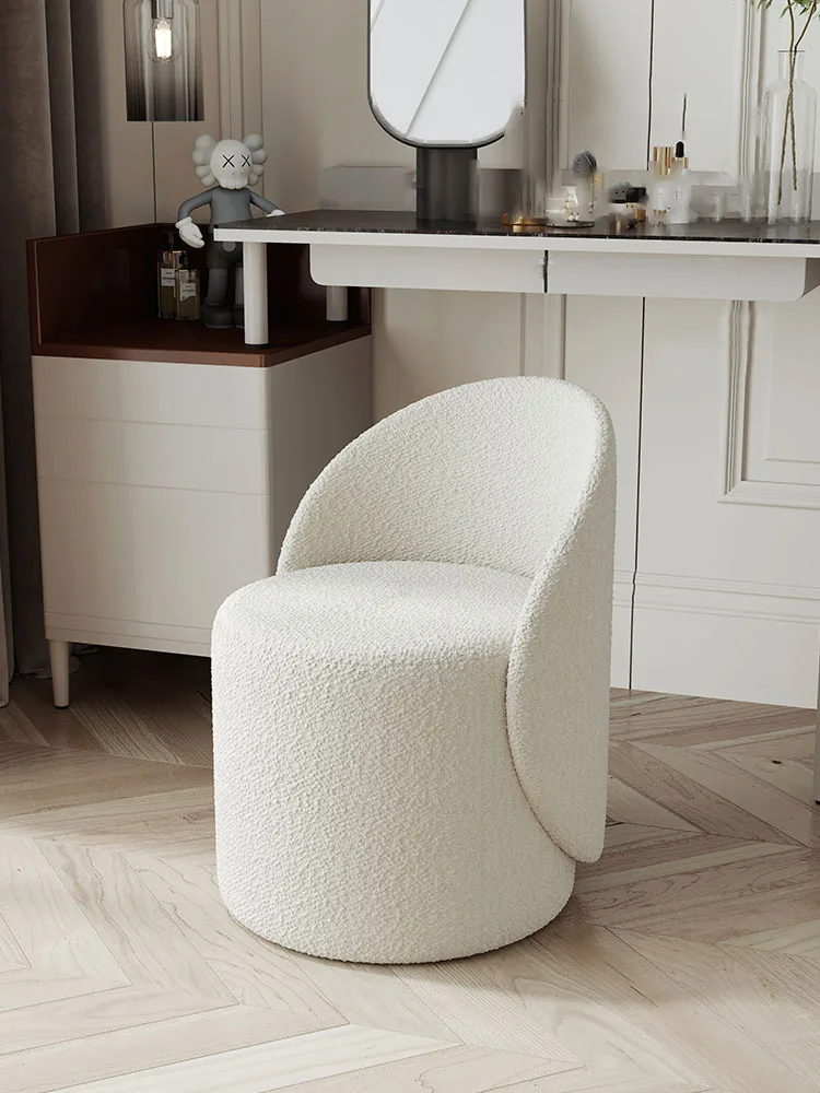 

Bedroom Sofa Stool Luxury Dressing Stool Minimalist Bedroom Dressing Table Stool Makeup Chair White Lamb Velvet Backrest Chair