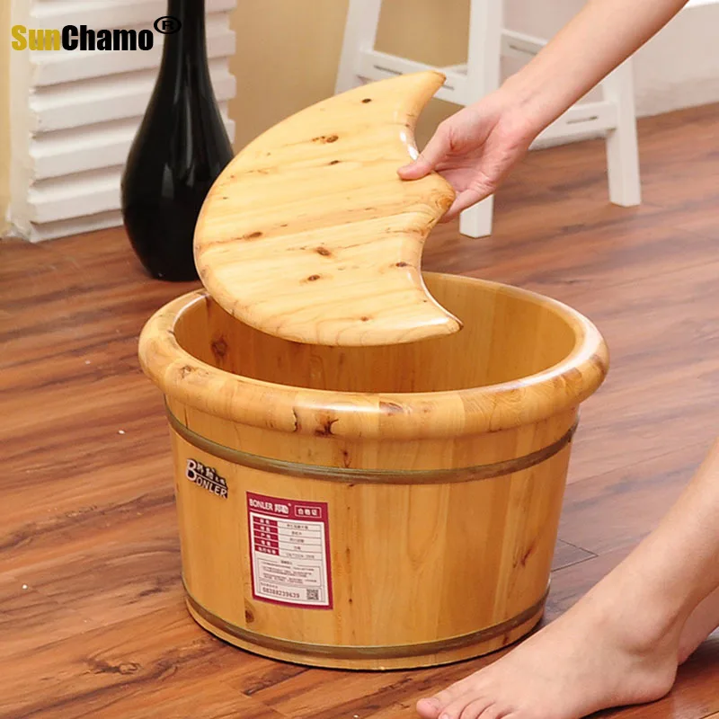 Foot Bath Wooden Bucket Small Basin Artifact Solid Wood Tub  Spa Pedicure Foot Spa Bath Massager