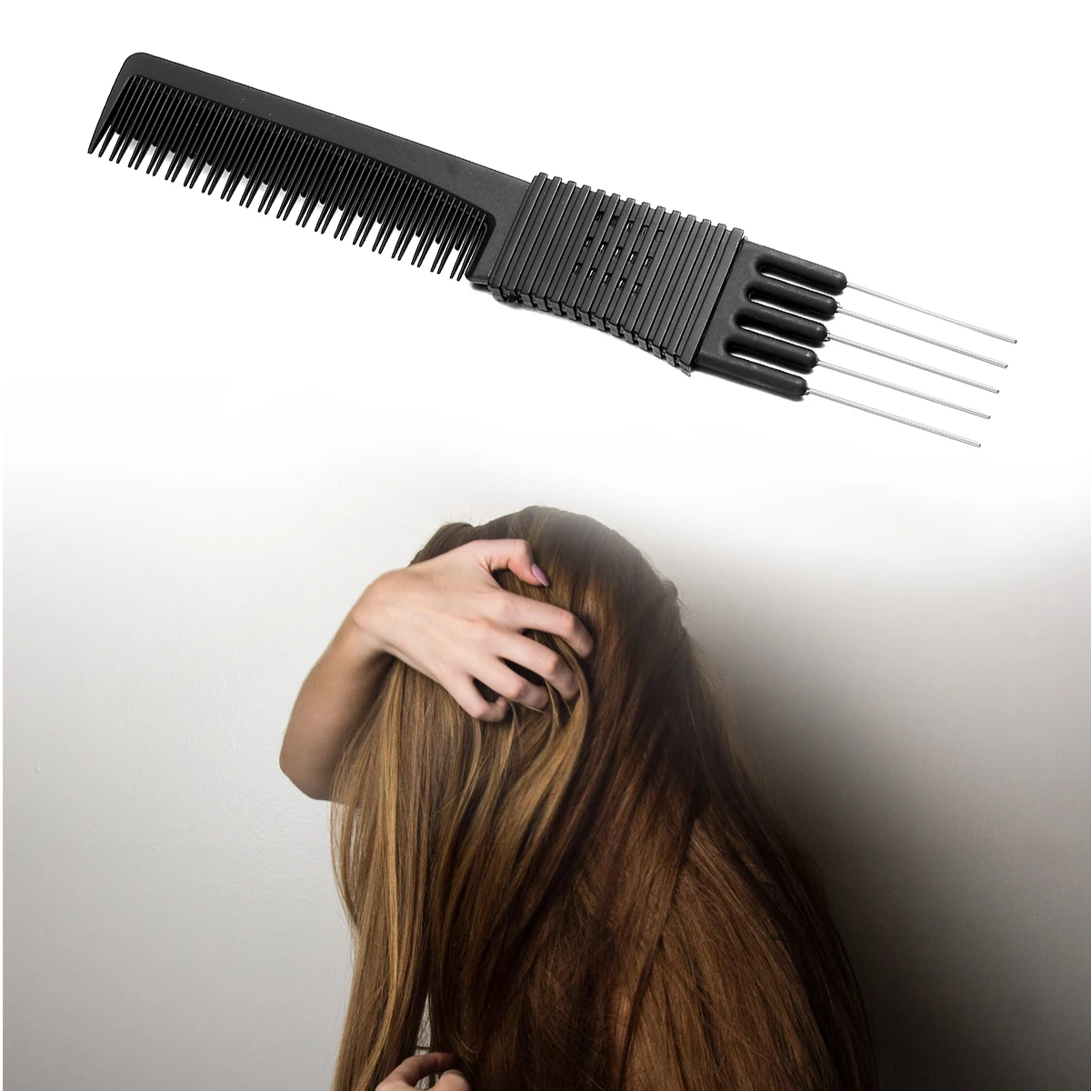 

2Pcs Black Carbon Fiber Anti-Static Hair Comb Rat-Tail Design for Fine Thick Curly Straight Hair Styling Rat-Tail Comb
