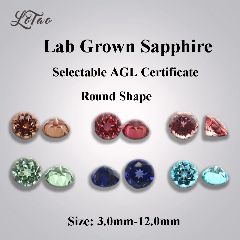 

Lab Grown Sapphire Multiple Color Round Shape Selectable AGL CertificateCharms Beads for Diy Jewelry Making Bracelet Materials