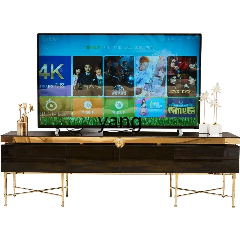 CCL light luxury TV cabinet coffee table combination set stainless steel high-grade marble living room furniture