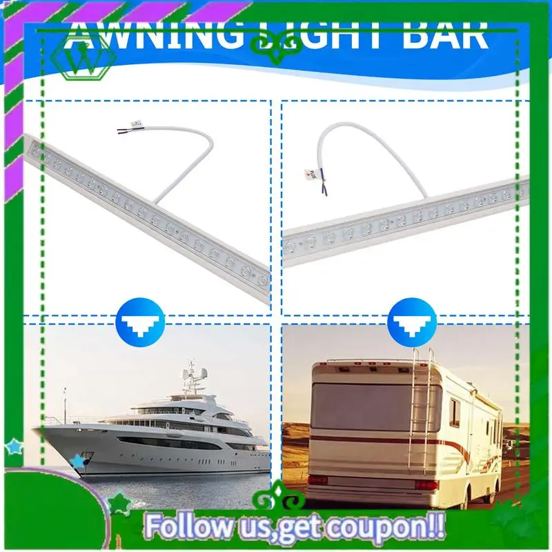 AC34-18 LED Awning Light Bar 9W 12V Waterproof 506Mm Porch Strip Lamp For Camping Caravan Truck RV Boat