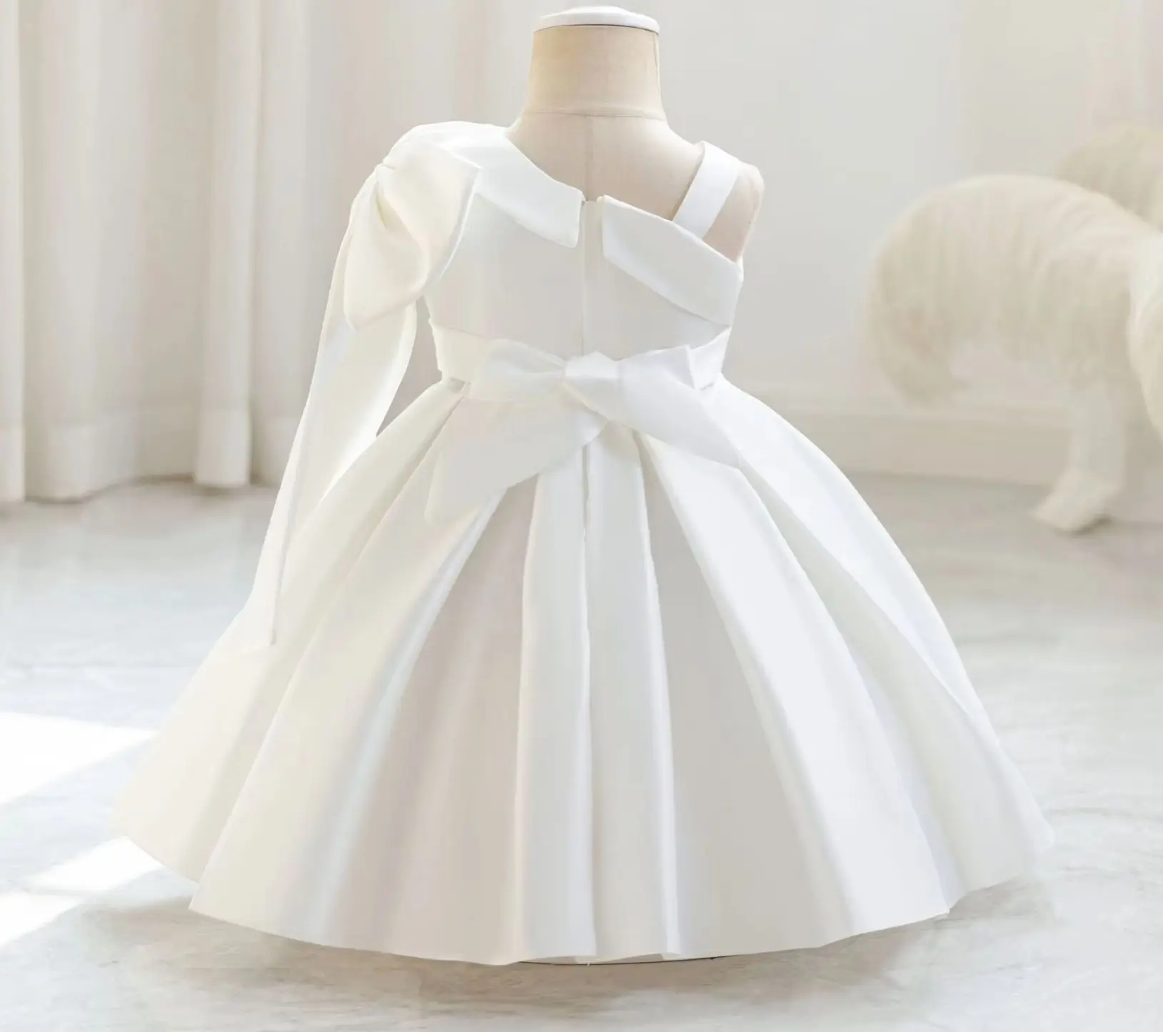 Baby Girl White Dress Big Bow Kid Girls' Princess Dresses Child Clothing Ball Gown