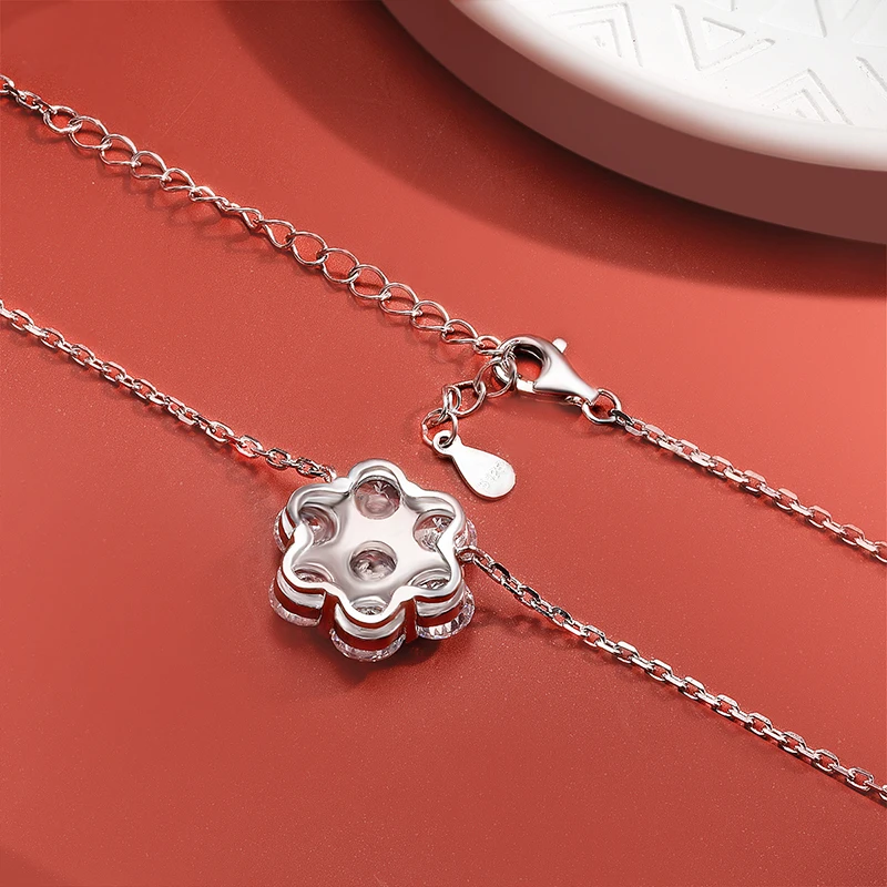 OEVAS 5MM 3.5 Carat Real Moissanite Pendant Necklace 100% 925 Sterling Silver Fine Jewelry Wedding Party For Women Top Quality view 5