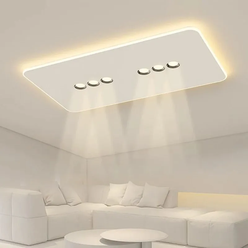 Modern Simple Rectangular Ceiling Light for Living Room Master Bedroom Restaurant Ultra-thin White Close To Ceiling Light