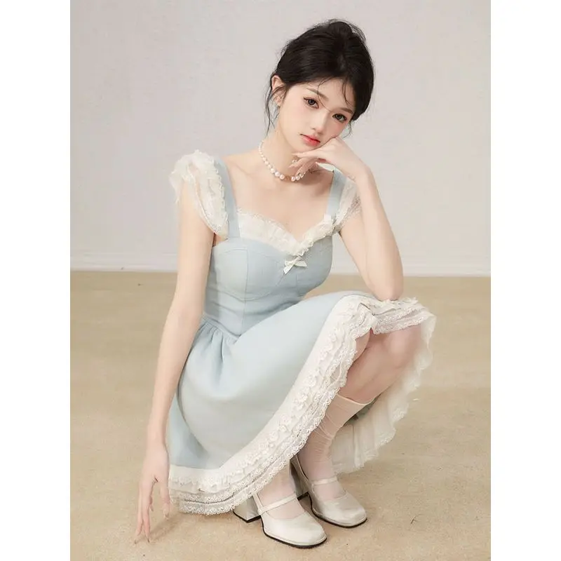 

Japan Skirt Early Spring New Style Temperament Waist Lace Princess Dress Short Style Gentle Style For Women