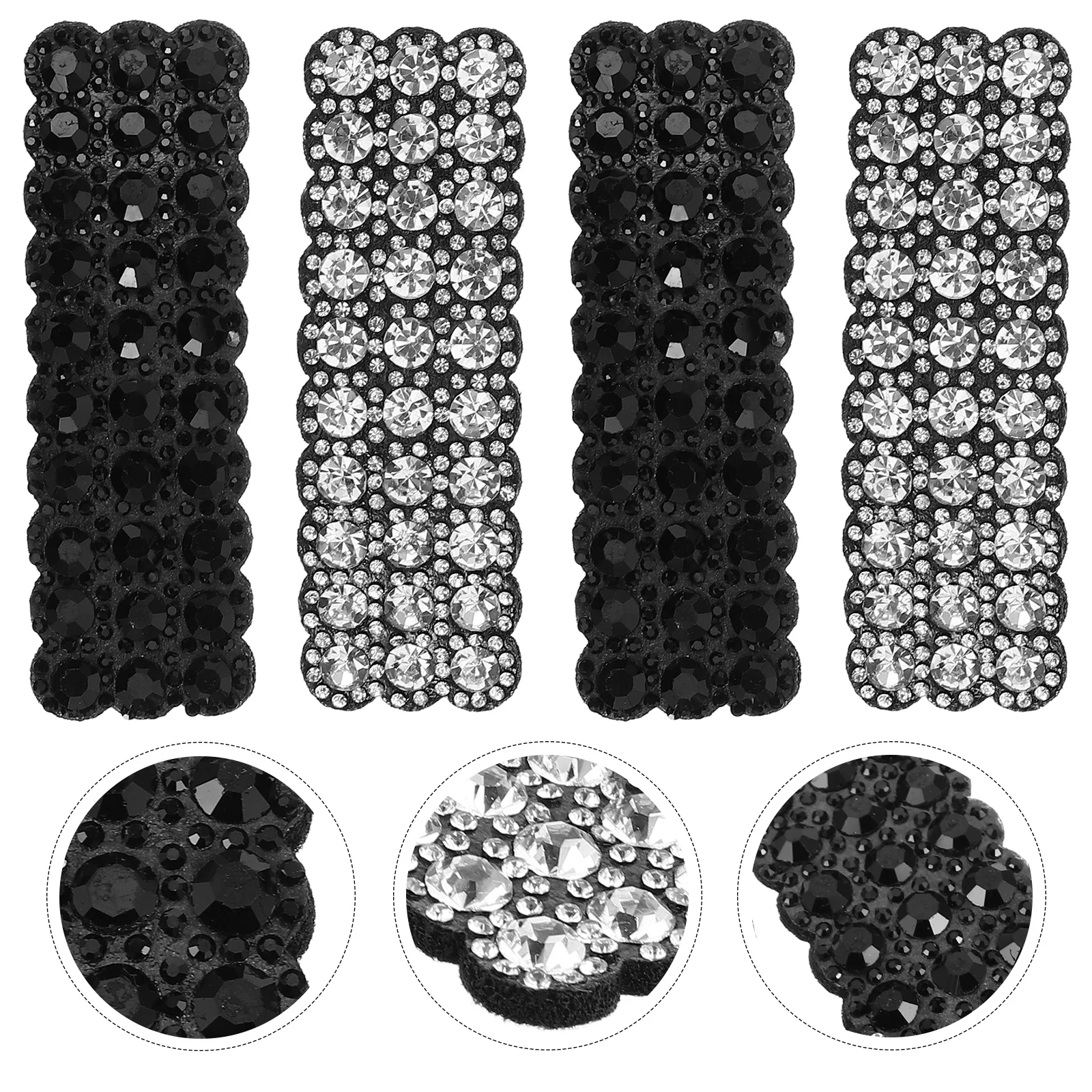 

4Pcs Rhinestone Hair Clips Rectangular Snap Barrettes Glitter Hairpins for Women Bridal Party Events Fashion Hair Styling Tools