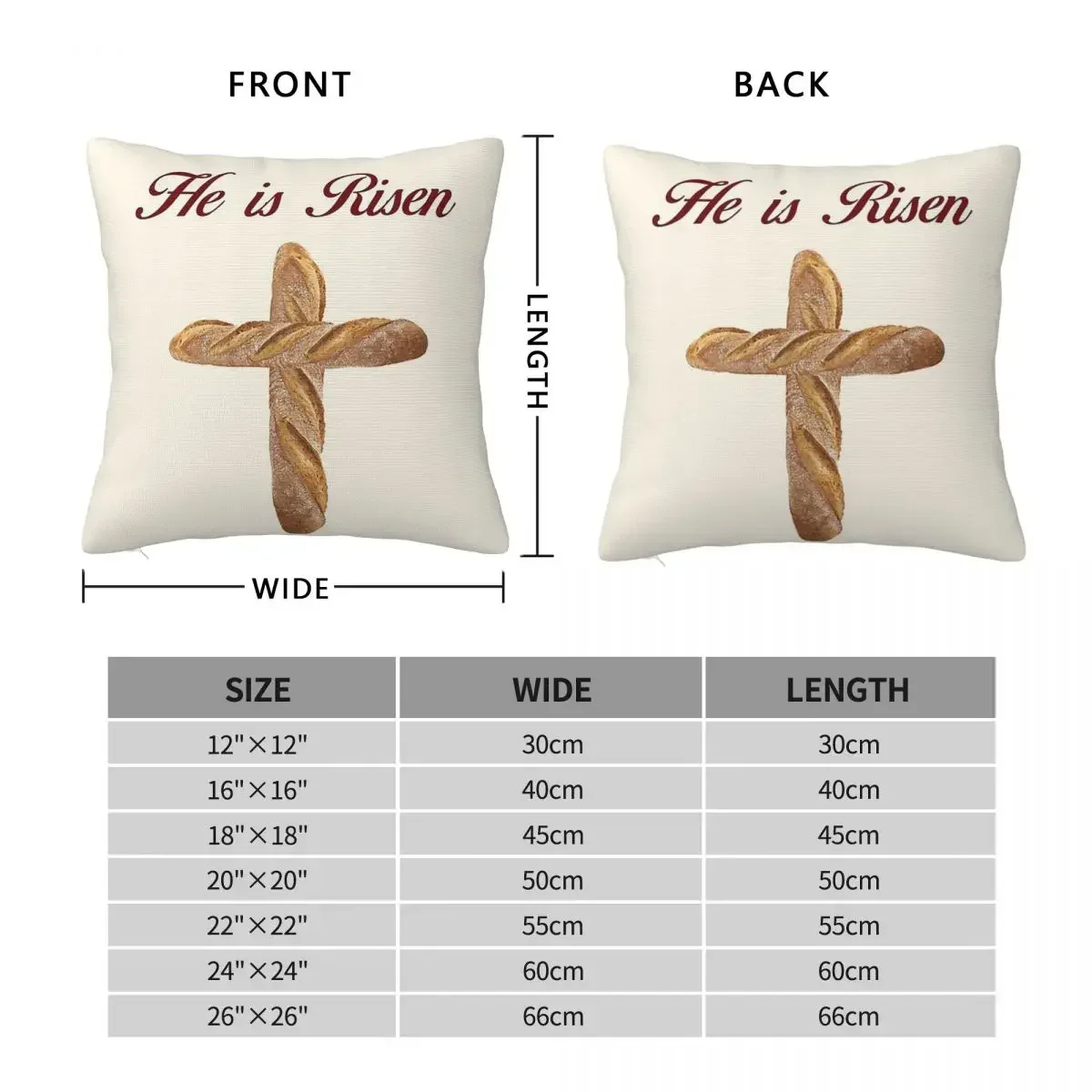 He Is Risen - Community Apron Square Pillowcase Pillow Cover Polyester Cushion Zip Decorative Comfort Throw Pillow for Home Sofa