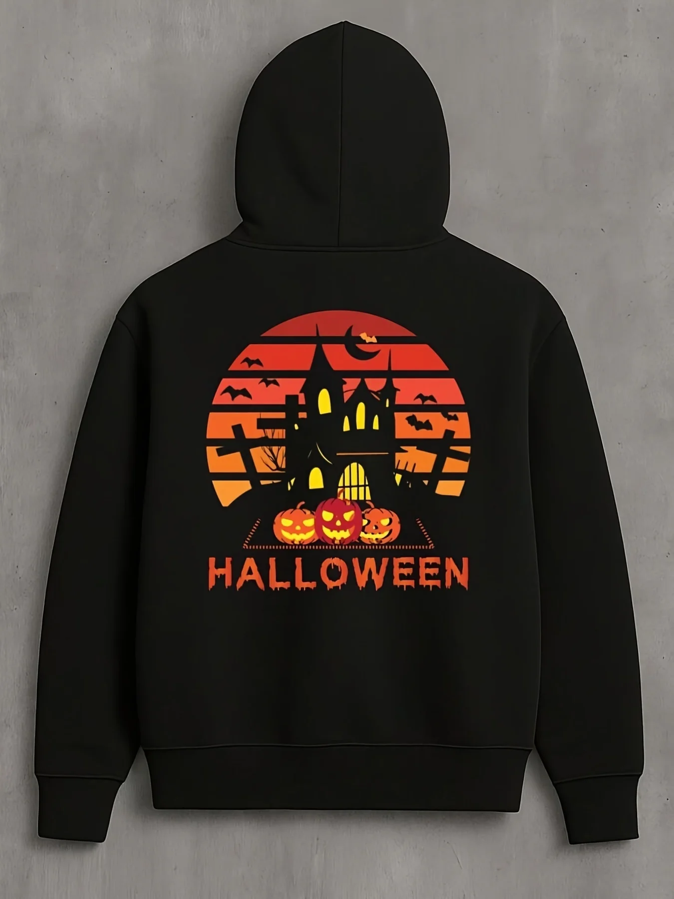 Graphi Large Size Hoodie Men - Halloween Fun Hoodie, Men's Black Comfort Fabric, Bold Design, Suitable for Daily and Formal Wear, Surprise Gift for Family and Friends, Hooded Casual Style, Hooded Breathable Creative Neutral Printed Pullover, Plus Size