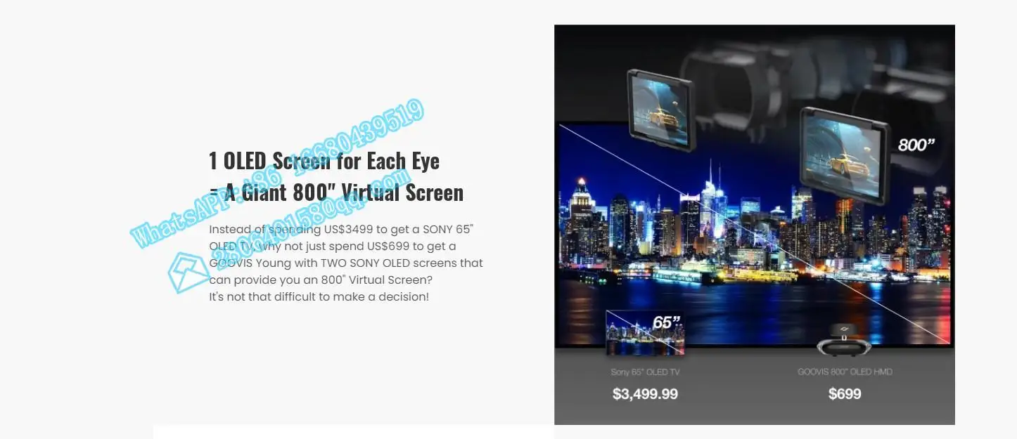 GOOVIS Young T2 Cinema VR Headset 3D Theater Goggles,with OLED 1920x1080x2,HD Giant Screen Display Compatible with Set-top