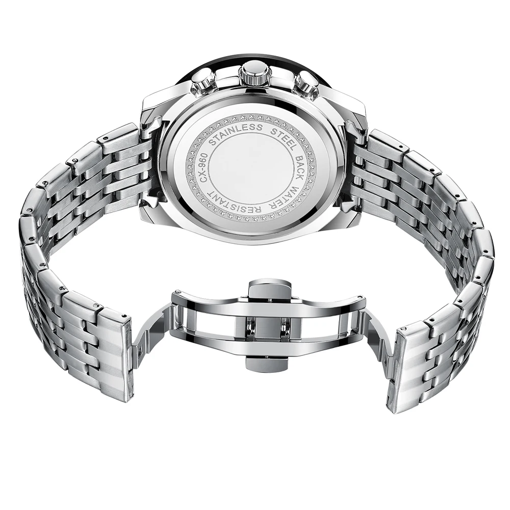 CHENXI أفضل العلامات التجارية الفاخرة للرجال كوارتز ساعة سلسلة مقاوم للماء الفولاذ المقاوم للصدأ ساعة اليد الأنيقة التصميم الكلاسيكي للسادة