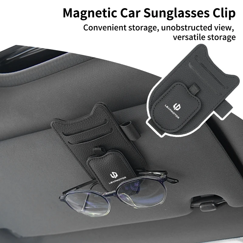 Car Sunshade Glasses Storage Clip PU Leather Cards Holder For Leapmotor Leap Motor C01 C11 T03 S01 C11 Reev 2022 2023 2021
