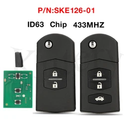 Jingyuqin 433MHZ ID63 Chip SKE126-01 Flip chiave a distanza per auto per MAZDA 2 M2 Demio 3 M3 Axela 5 M5 Premacy 6 M6 Atenza 8 M8 MPV CX7