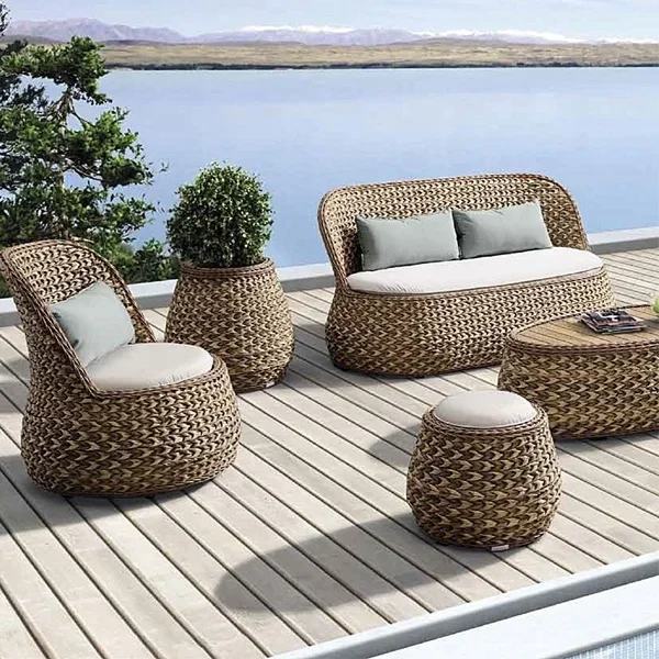 Aluminum Chair Round Outdoor Garden Rattan Furniture Set Rope Furniture Set Luxury Outdoor Sofa