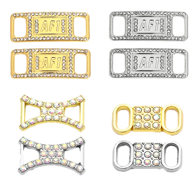 1Pair AF1 Diamond Shoe Charms Laces Buckle Quality MetalShoelaces Decorations New Chapa Fashion Shoes Accessories