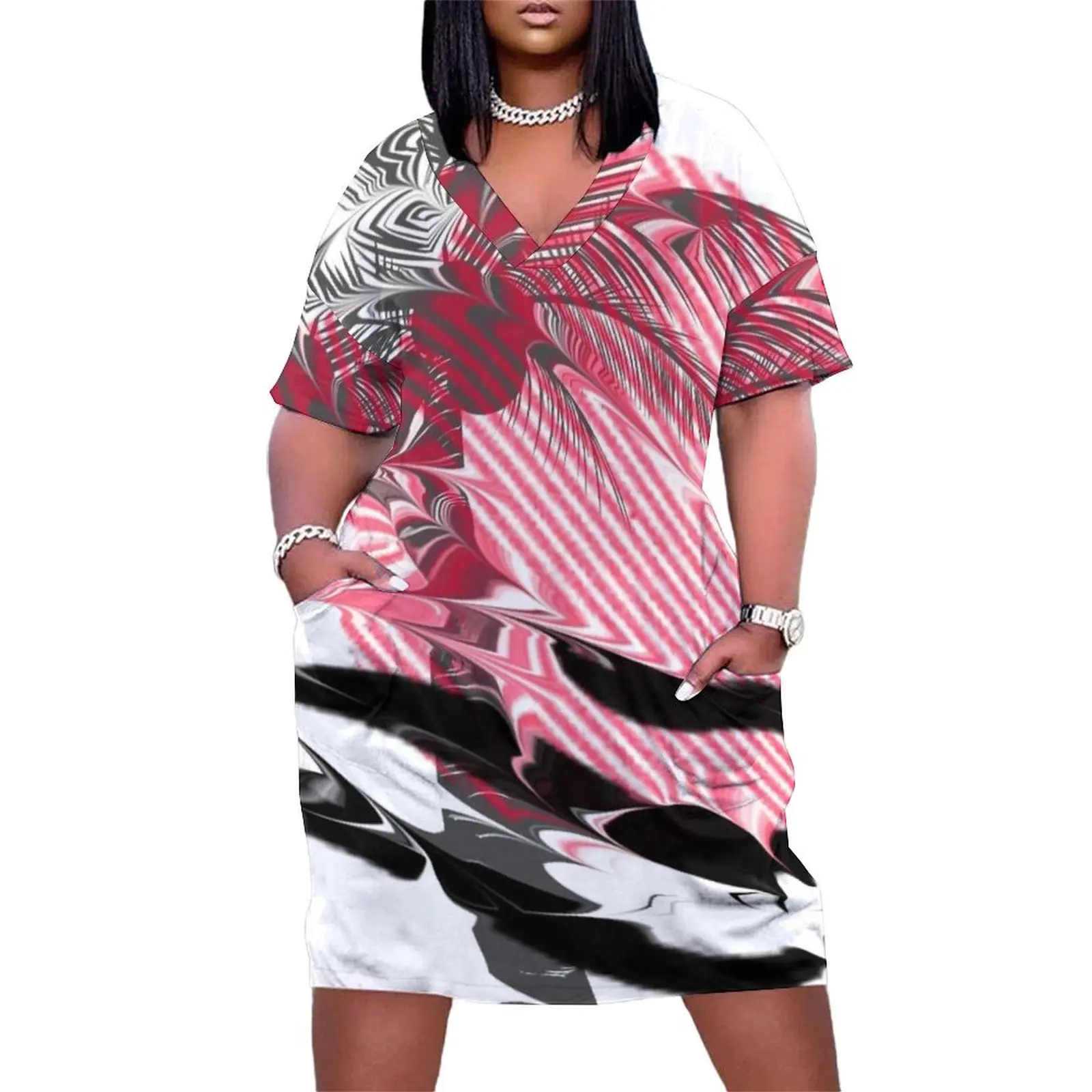 

abstract tropical sunset Loose Pocket Dress summer dresses for women 2025 women's summer jumpsuit