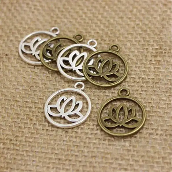 

20Pcs 20mm*24mm Alloy Charm Religious Flower Lotus Charms EF3677