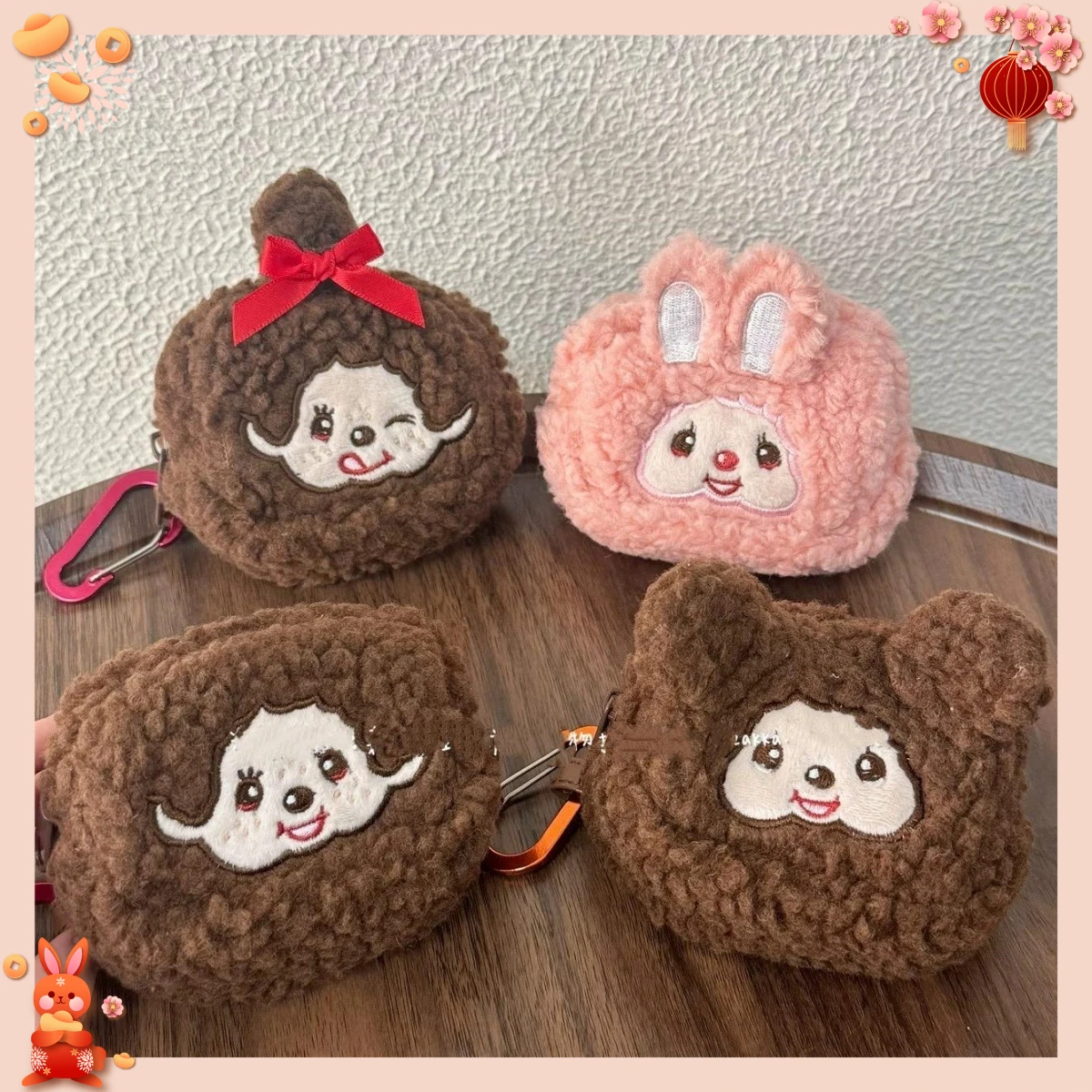 

Cute Japanese Cartoon Monkey Coin Purse, Mini Storage Bag for Headphones & Lipstick, Cartoon Keychain Bag Gift