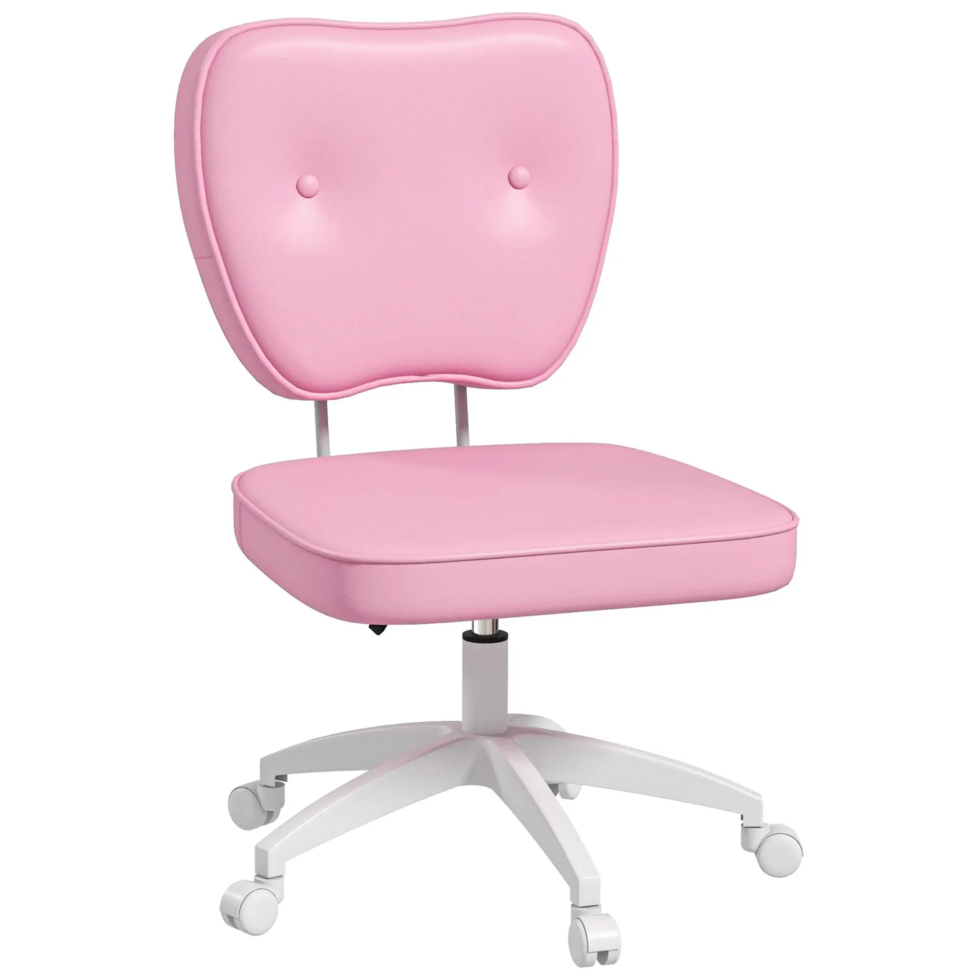 Chaise de bureau réglable en hauteur 46x59x82-92 cm en cuir artificiel rose jusqu'à 120 kg sans accoudoirs