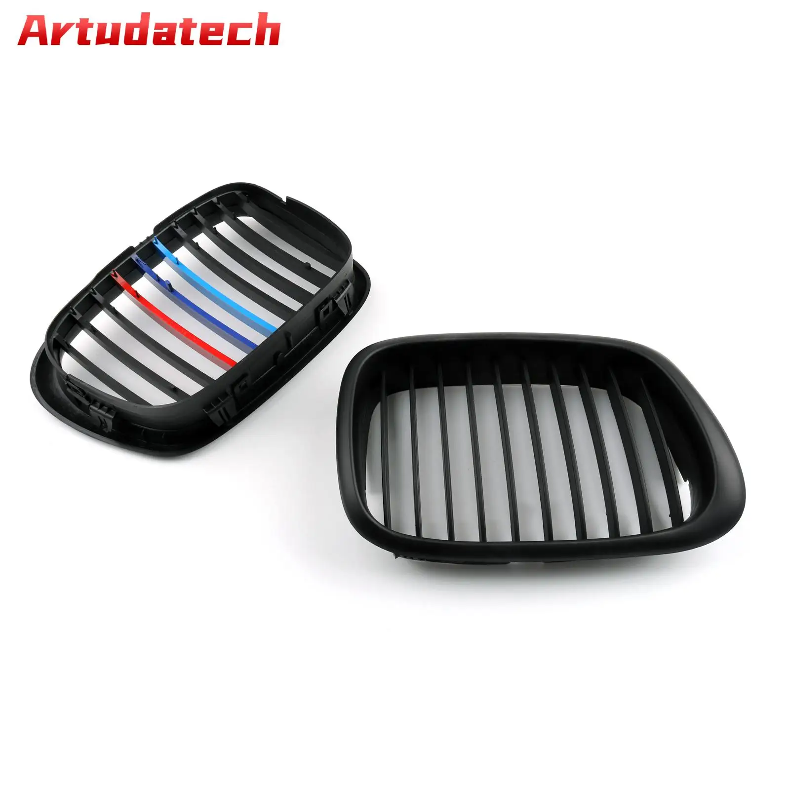 Artudatech Front Fence Grill Grille ABS Matt Black Mesh For BMW 5-Series E39 2001 2002 2003 2004 5Series