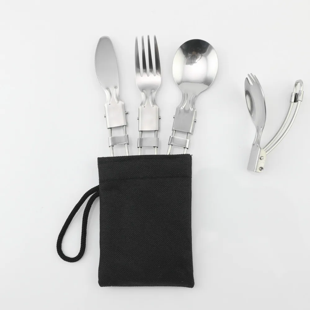 Aluminium legierung Outdoor Camping Ausflug Kochgeschirr Camping Topf Wandern Picknick Touristen geschirr Set mit Klapp löffel Gabel Messer