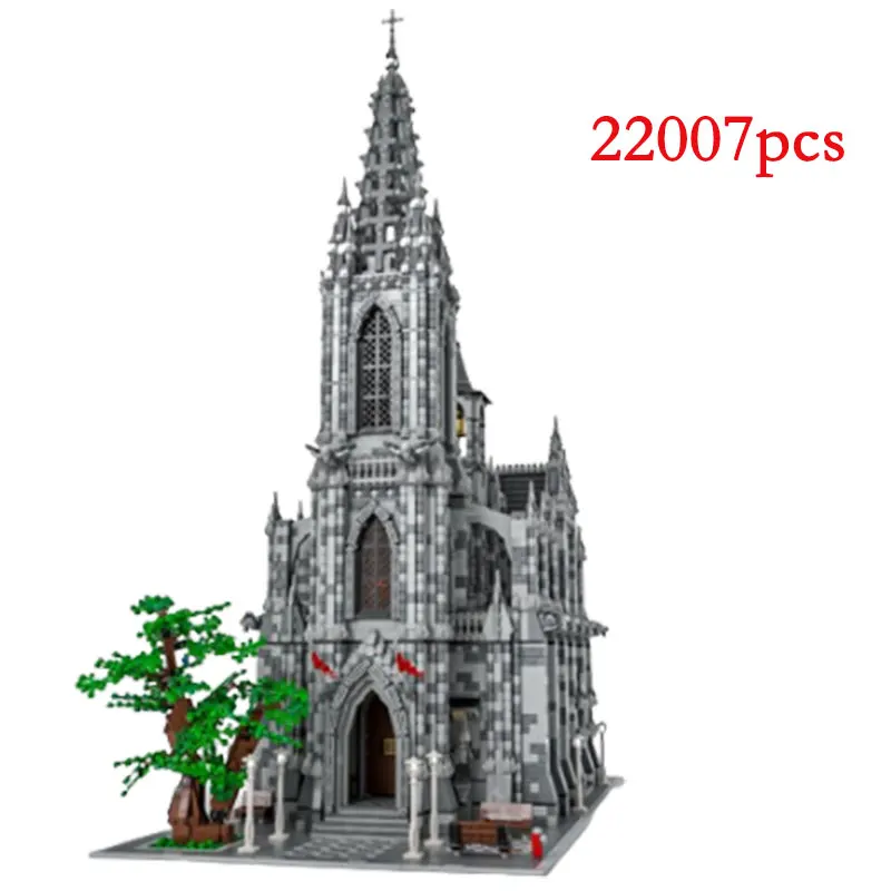 Spot MOC-29962 Small Particle Assembled Building Blocks, Cathedral Street View Architecture Series Toys, Puzzle DIY Children's G