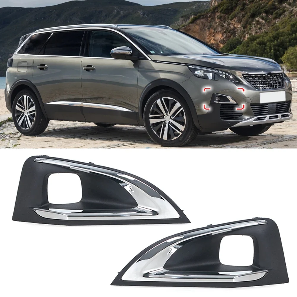 1Pair Car Front Bumper Lower Grille Fog Lamp Cover No Sensor Hole Fog Light Cover Trims for Peugeot 4008 5008 GT