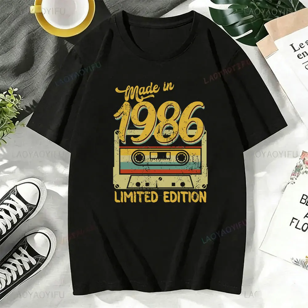 1986 40주년 40세 한정판 빈티지 코튼 티셔츠 남녀 생일 기념일 티셔츠 선물 반팔 티셔츠