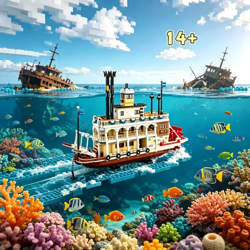 

2026 New 4090pcs Building Blocks Party Gifts Canal Steam Boat Compatible With 21356 Decorative Gift For Adults Kids