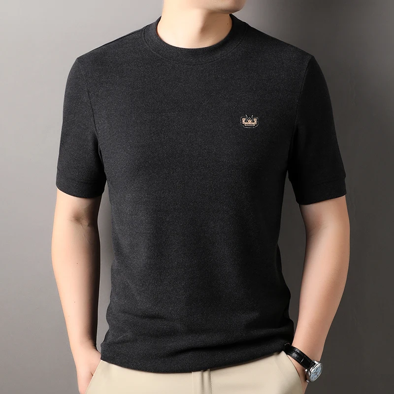 High quality short sleeve men\'s round neck T-shirt autumn fashion new M embroidery design Korean pullover casual sportShirt