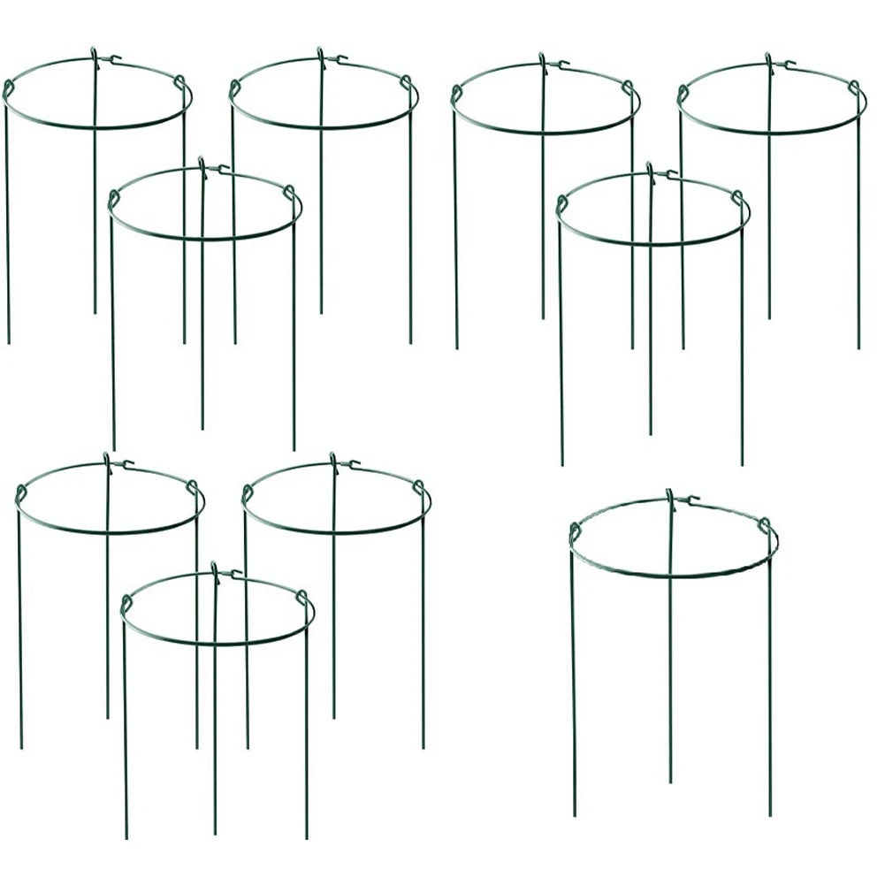 Cage Rings Garden Plant Support Brace, Pack of 10 Round Metal Plant Stakes Rings, Strong Garden Supports