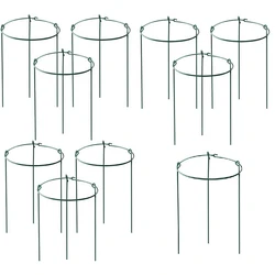 Cage Rings Garden Plant Support Brace, Pack of 10 Round Metal Plant Stakes Rings, Strong Garden Supports