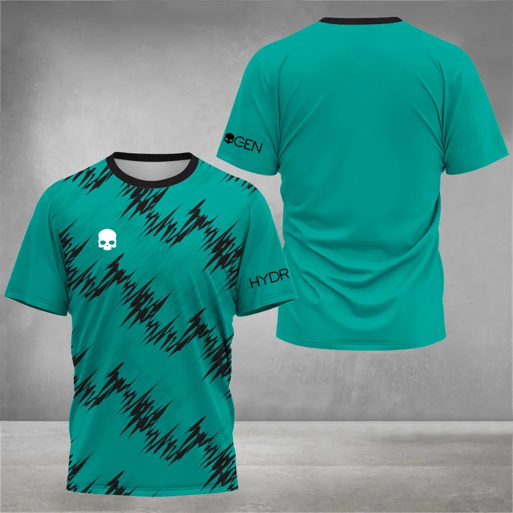 Camiseta esportiva de moda masculina de verão, tênis respirável, badminton, corrida, roupas esportivas, casual, folgada, manga curta, T-shi