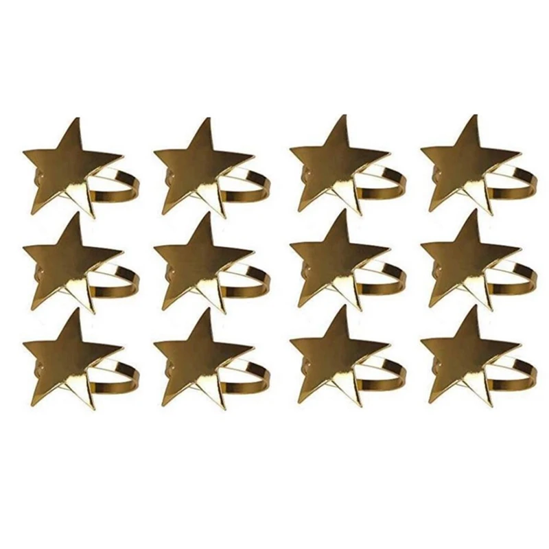 12 Pcs Five-Pointed Star Napkin Ring,Christmas Napkin Ring Suitable For Holiday Parties,Dinners,Wedding Receptions,Etc