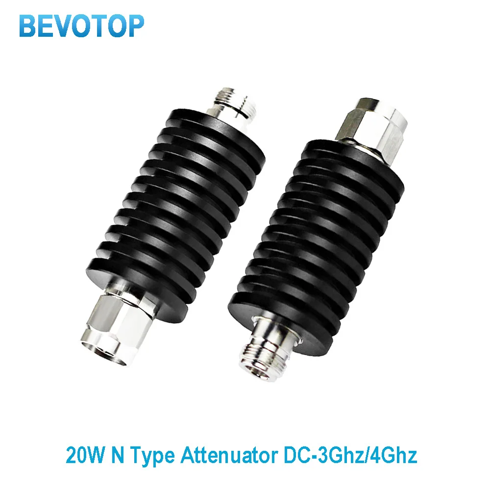 20W N Type Attenuator DC-3Ghz/4Ghz 1/2/3/5/6/10/15/20/30db/40db N Male Plug to Female Jack RF coaxial Power Connector 50ohm