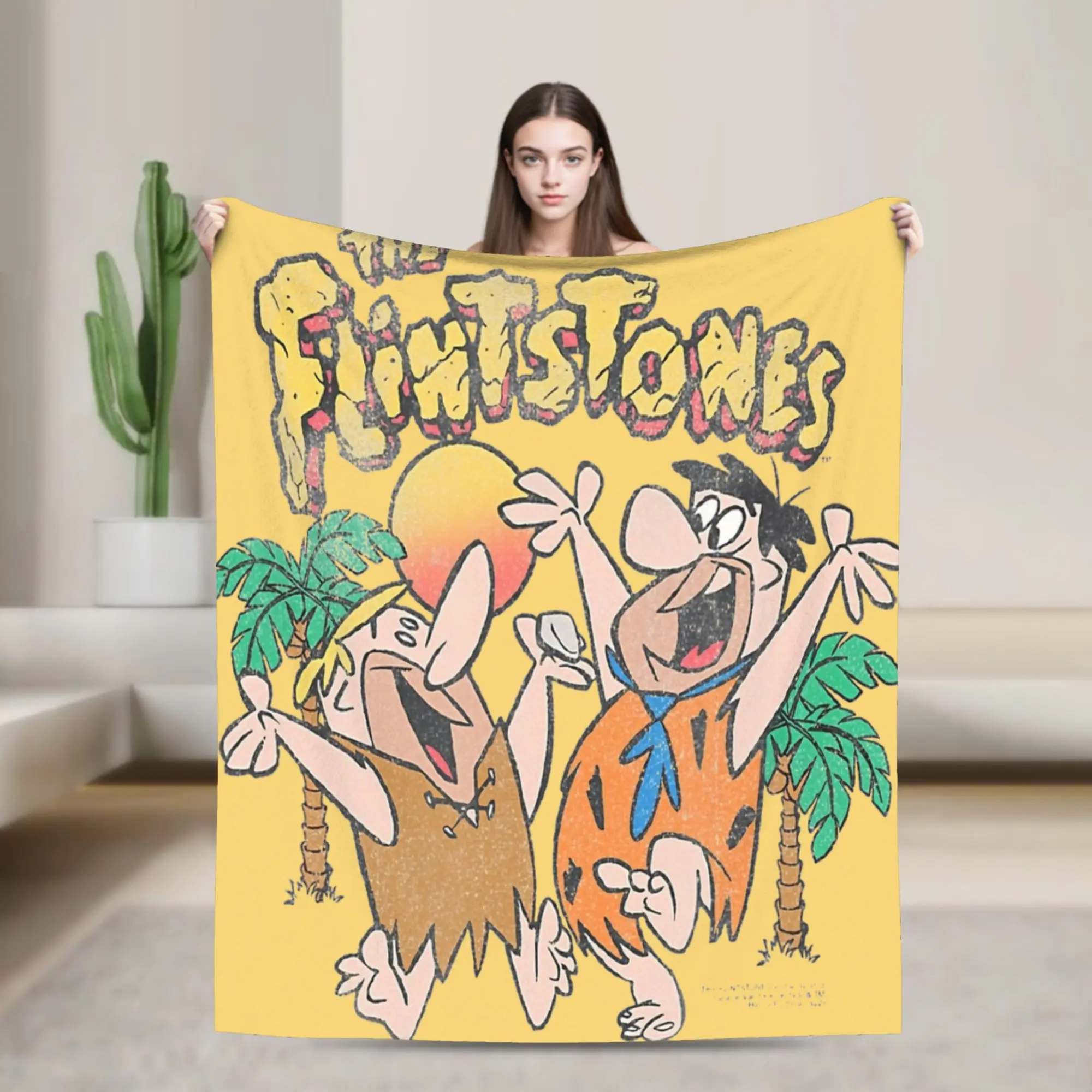 Comfortable Vintage Movie Animated Sitcom The Flintstone Blanket Merch Bedding Decorative  Throw Blankets Soft Fleece