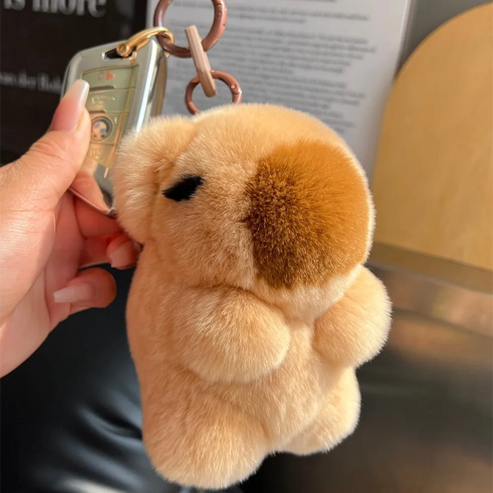 Cute Capybara Keychains For Bag Charms Soft Rabbit Fur Keyring Doll Small Plush Keychains Accessories ita bag decorations Gift