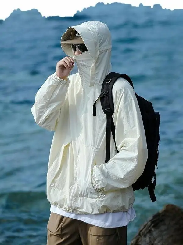 

Мужская летняя легкая свободная верхняя одежда из ледяного шелка с защитой от УФ-излучения UPF50 для активного отдыха